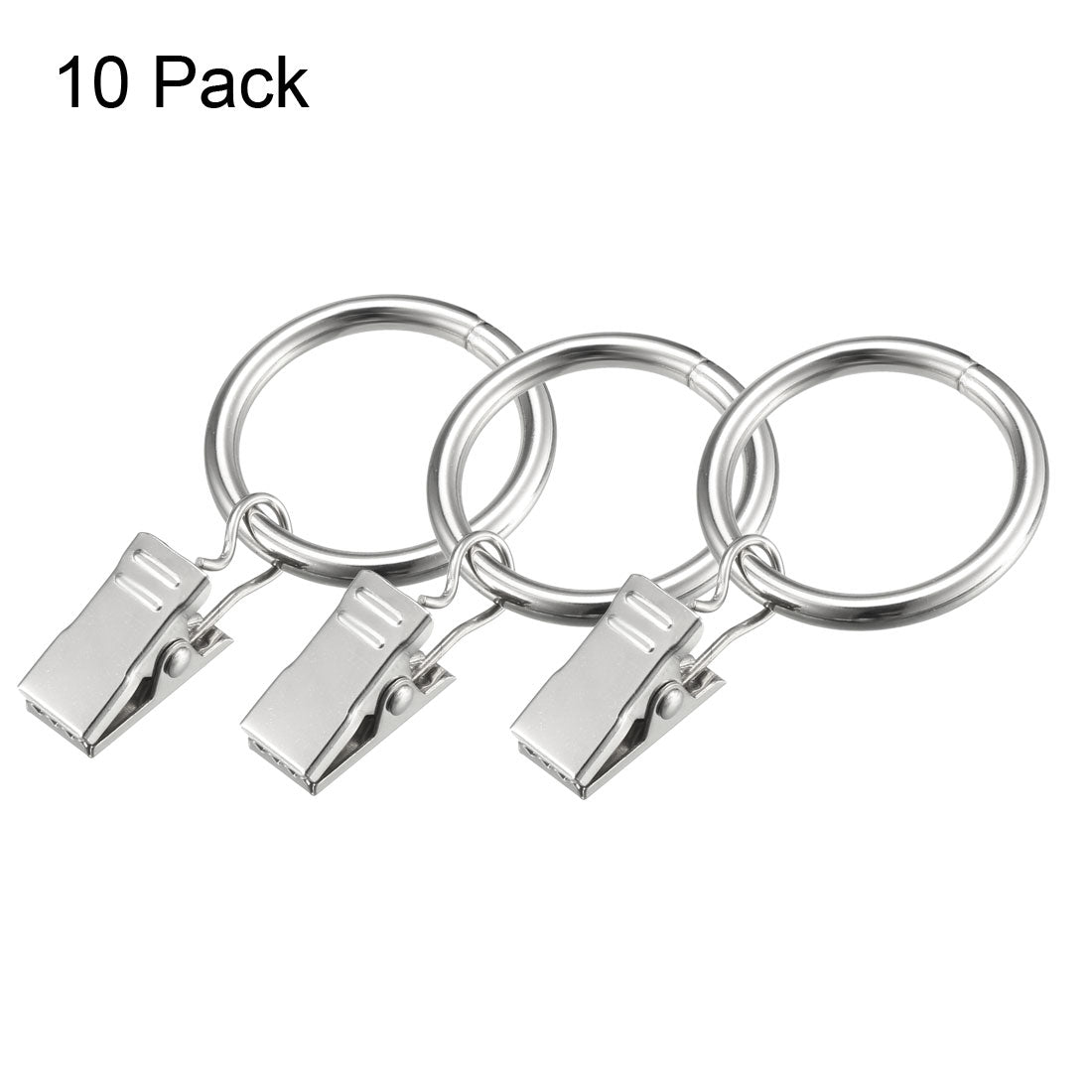 uxcell Uxcell Curtain Rings with Clips Strong Decorative Metal Drapery Shower Rustproof 1.02" Interior Diameter 10 Pack Silver