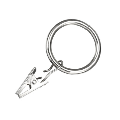 Harfington Uxcell Curtain Rings with Clips Strong Decorative Metal Drapery Shower Rustproof 1.02" Interior Diameter 10 Pack Silver