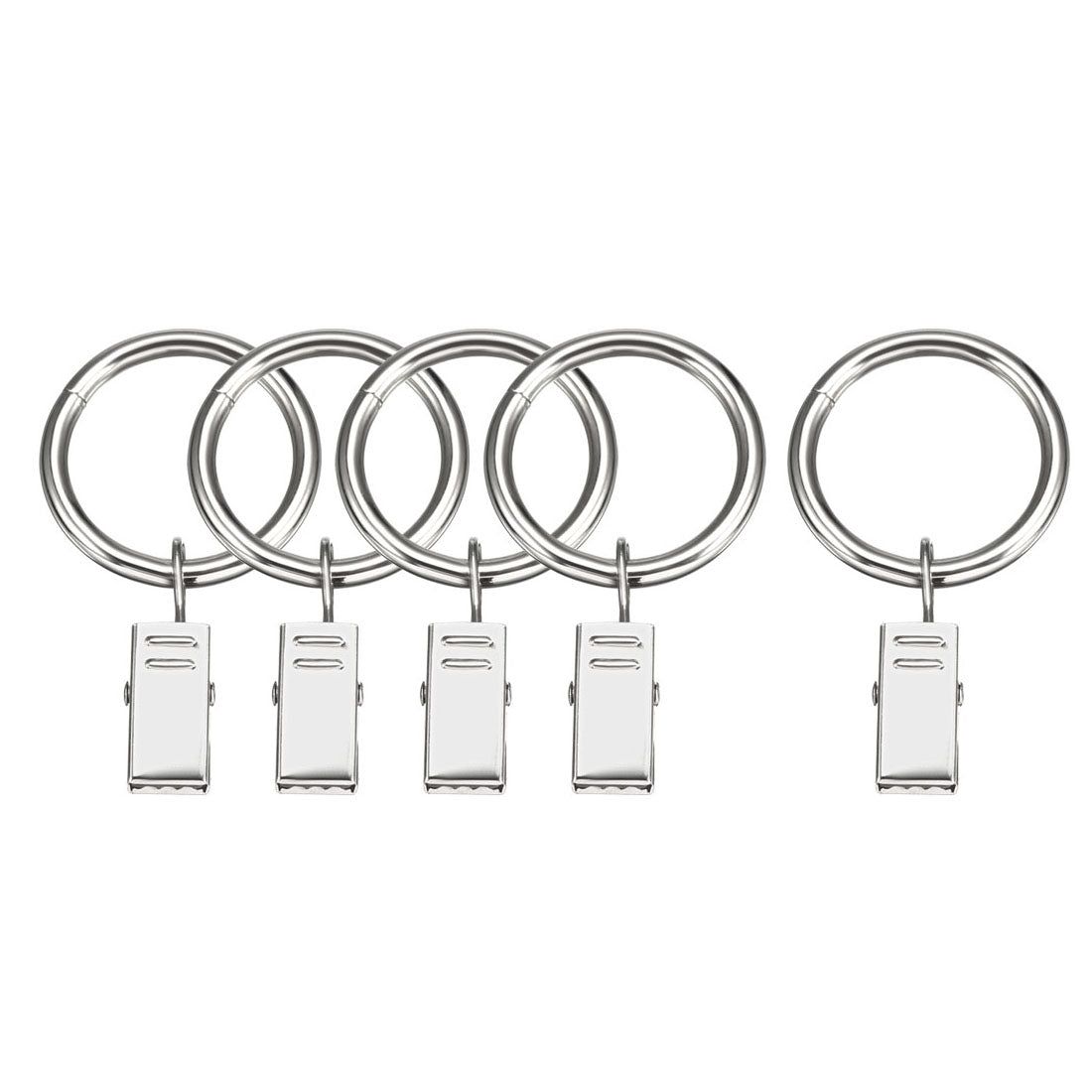 uxcell Uxcell Curtain Rings with Clips Strong Decorative Metal Drapery Shower Rustproof 1.02" Interior Diameter 10 Pack Silver