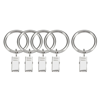 Harfington Uxcell Curtain Rings with Clips Strong Decorative Metal Drapery Shower Rustproof 1.02" Interior Diameter 10 Pack Silver