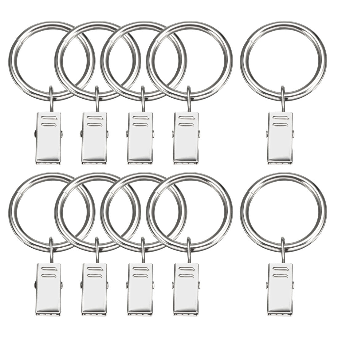 uxcell Uxcell Curtain Rings with Clips Strong Decorative Metal Drapery Shower Rustproof 1.02" Interior Diameter 10 Pack Silver