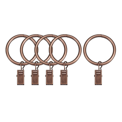 Harfington Uxcell Curtain Rings with Clips Strong Decorative Metal Drapery Shower Rustproof 0.98" Interior Diameter Copper Tone 10pcs