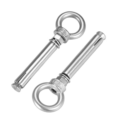 Harfington Uxcell M6 x 70 Expansion Eyebolt Eye Nut Screw with Ring Anchor Raw Bolts 2 Pcs