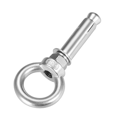 Harfington Uxcell M10 x 70 Expansion Eyebolt Eye Nut Screw with Ring Anchor Raw Bolts 2 Pcs