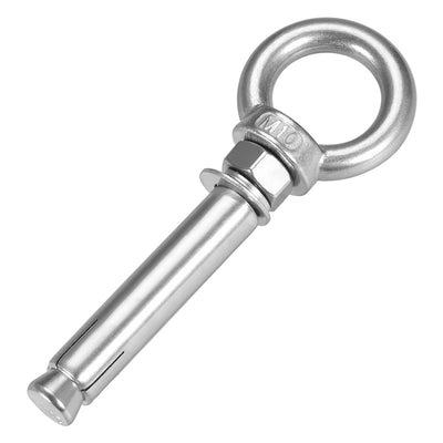 Harfington Uxcell M10 x 90 Expansion Eyebolt Eye Nut Screw with Ring Anchor Raw Bolts 1 Pcs