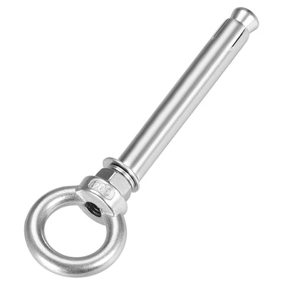 Harfington Uxcell M10 x 120 Expansion Eyebolt Eye Nut Screw with Ring Anchor Raw Bolts 1 Pcs