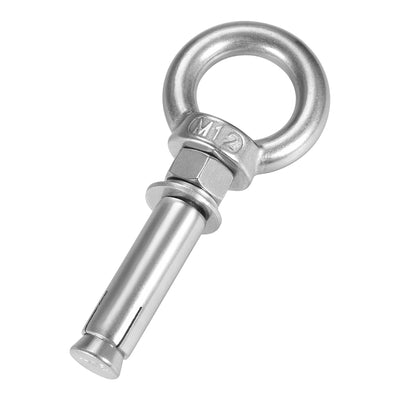 Harfington Uxcell M12 x 80 Expansion Eyebolt Eye Nut Screw with Ring Anchor Raw Bolts 1 Pcs
