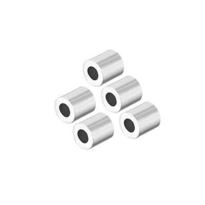 Harfington Uxcell M2 Aluminum Sleeve Crimp 2mm(5/64 In) Steel Wire Rope Button Stop 5 Pcs