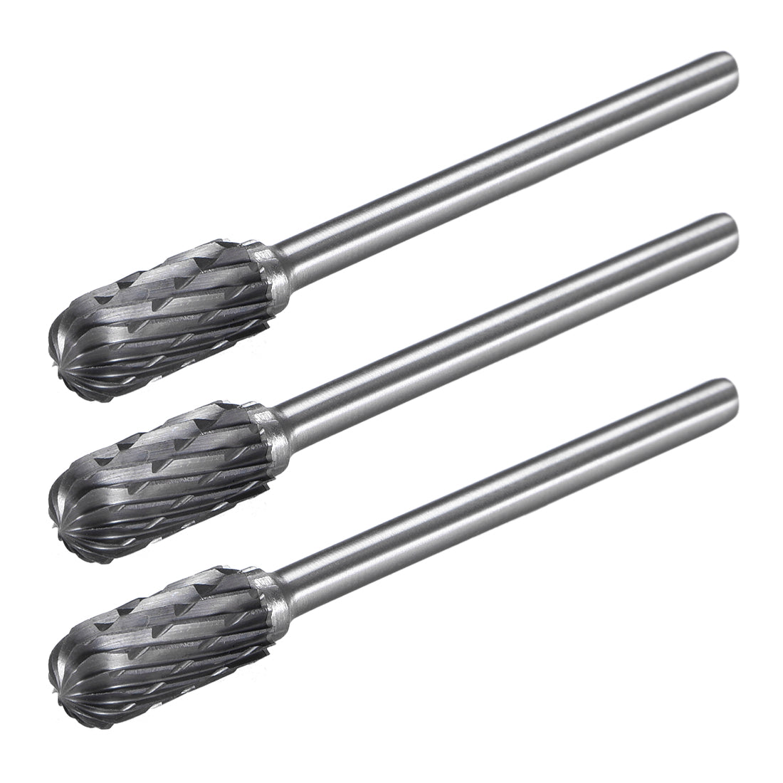 uxcell Uxcell Tungsten Carbide Double Cut Rotary File Radius Cylinder Shape w 1/8" Shank 3pcs
