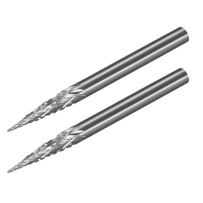 Harfington Uxcell Double Cut Rotary Burrs File Cone Shape with 1/8" Shank and 1/8" Head Size 2pcs