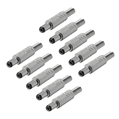 Harfington Uxcell DC Male Connector 5.5mm x 2.1mm x 9mm Power Cable Jack Adapter Coupler Silver Tone 10Pcs