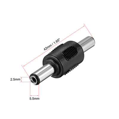 Harfington Uxcell DC Male to Male Connector 5.5mm x 2.5mm Power Cable Jack Adapter Black 5Pcs