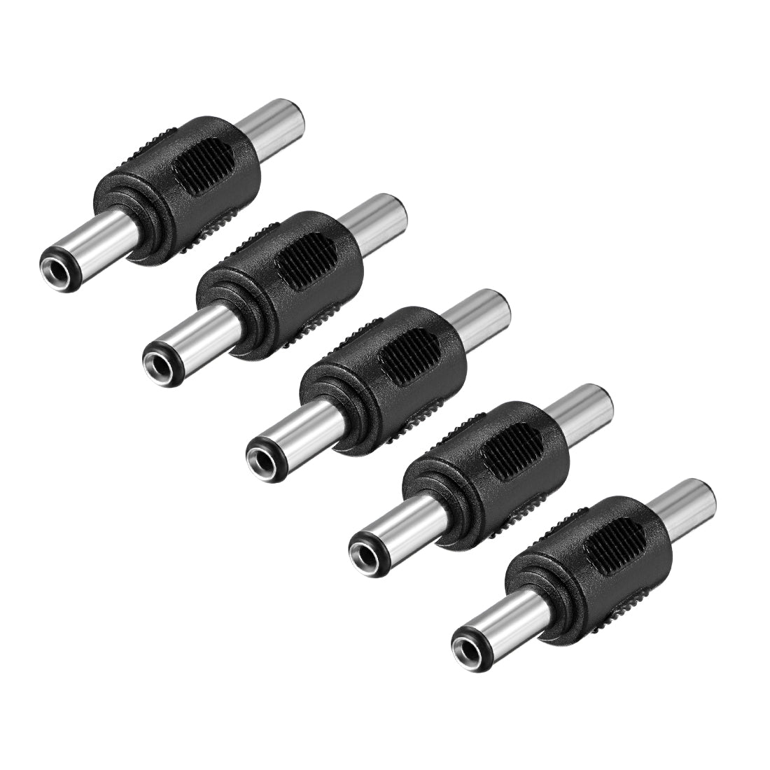 uxcell Uxcell DC Male to Male Connector 5.5mm x 2.5mm Power Cable Jack Adapter Black 5Pcs