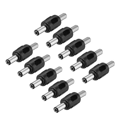 Harfington Uxcell 10Pcs DC Male to Male Connector 5.5mm x 2.5mm Power Cable Jack Adapter Black