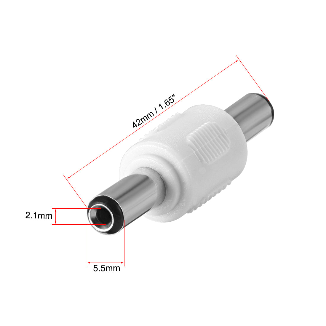 uxcell Uxcell 3Pcs DC Male to Male Connector 5.5mm x 2.1mm Power Cable Jack Adapter White