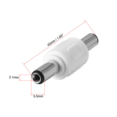 Harfington Uxcell 5Pcs DC Male to Male Connector 5.5mm x 2.1mm Power Cable Jack Adapter White