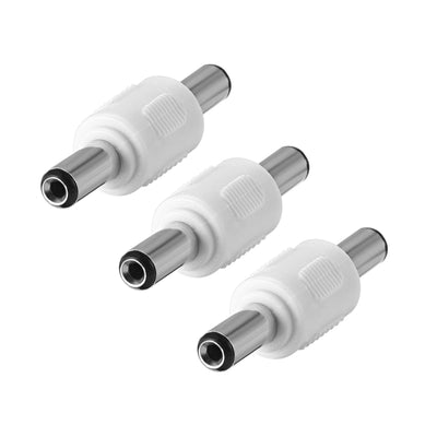 Harfington Uxcell 3Pcs DC Male to Male Connector 5.5mm x 2.1mm Power Cable Jack Adapter White