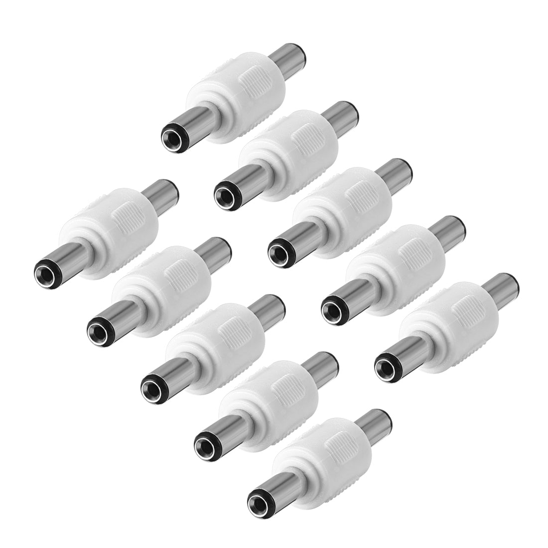 uxcell Uxcell 10Pcs DC Male to Male Connector 5.5mm x 2.1mm Power Cable Jack Adapter White