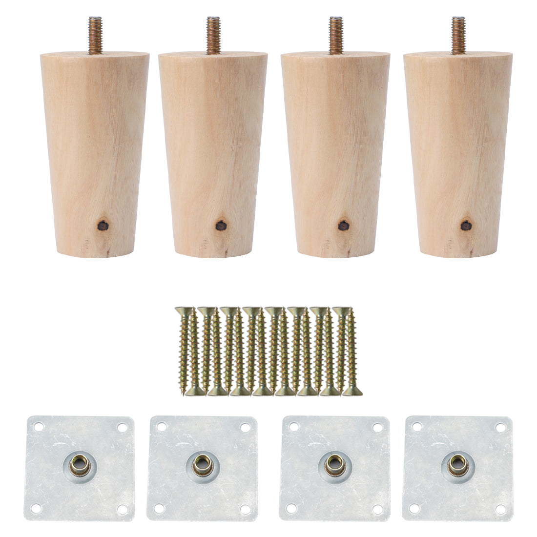uxcell Uxcell 4" Round Solid Wood Furniture Leg Table Desk Feet Adjuster Replacement Set of 4