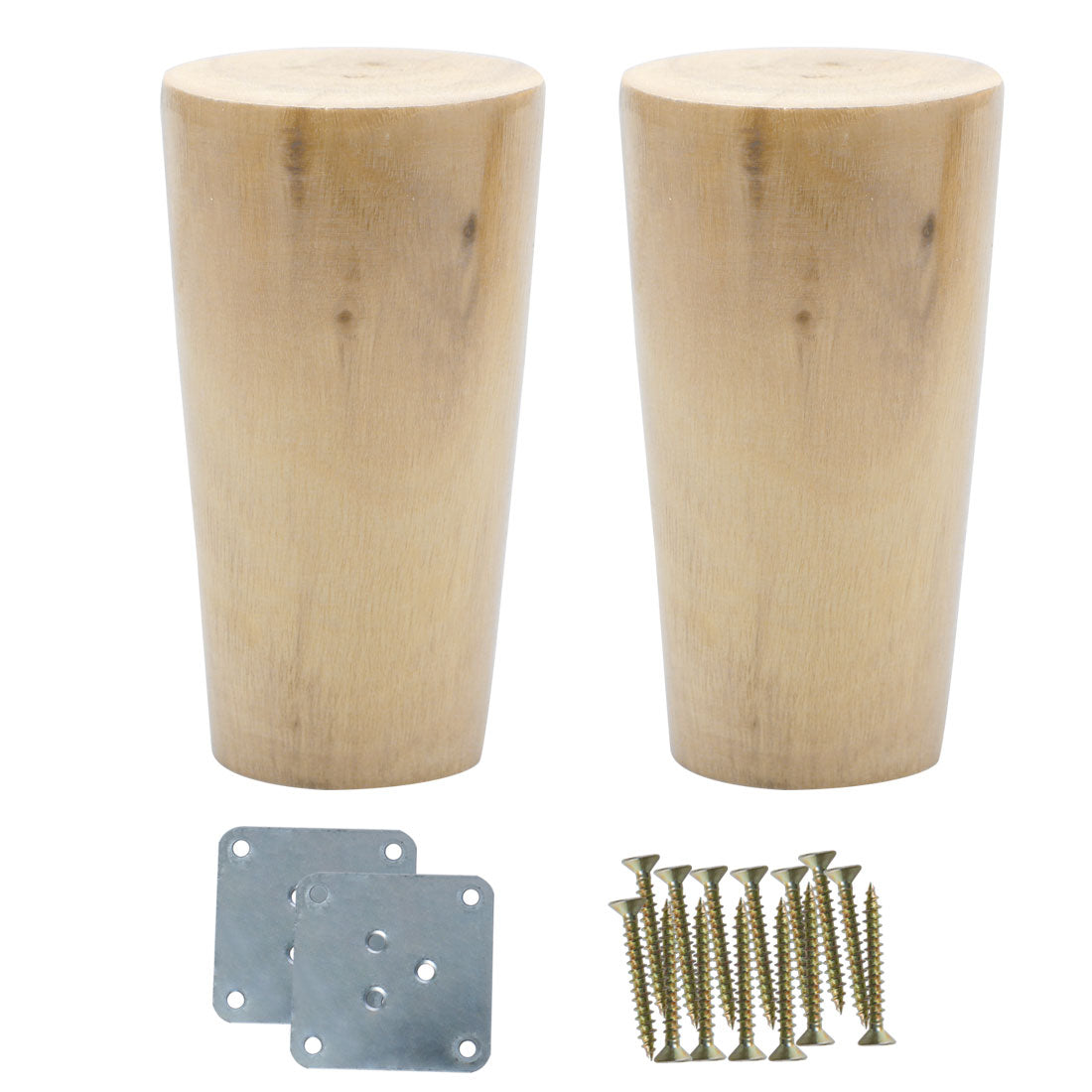uxcell Uxcell 4" Round Solid Wood Furniture Leg Chair Sofa Cabinet Feet Replacement Set of 2