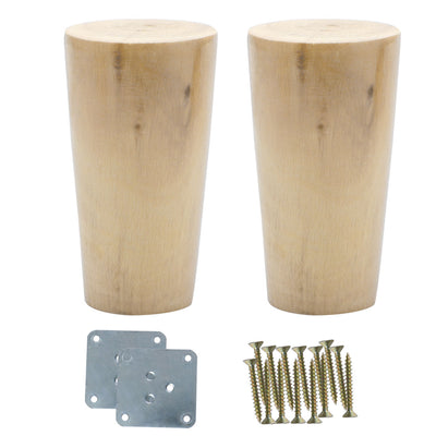 Harfington Uxcell 4" Round Solid Wood Furniture Leg Chair Sofa Cabinet Feet Replacement Set of 2
