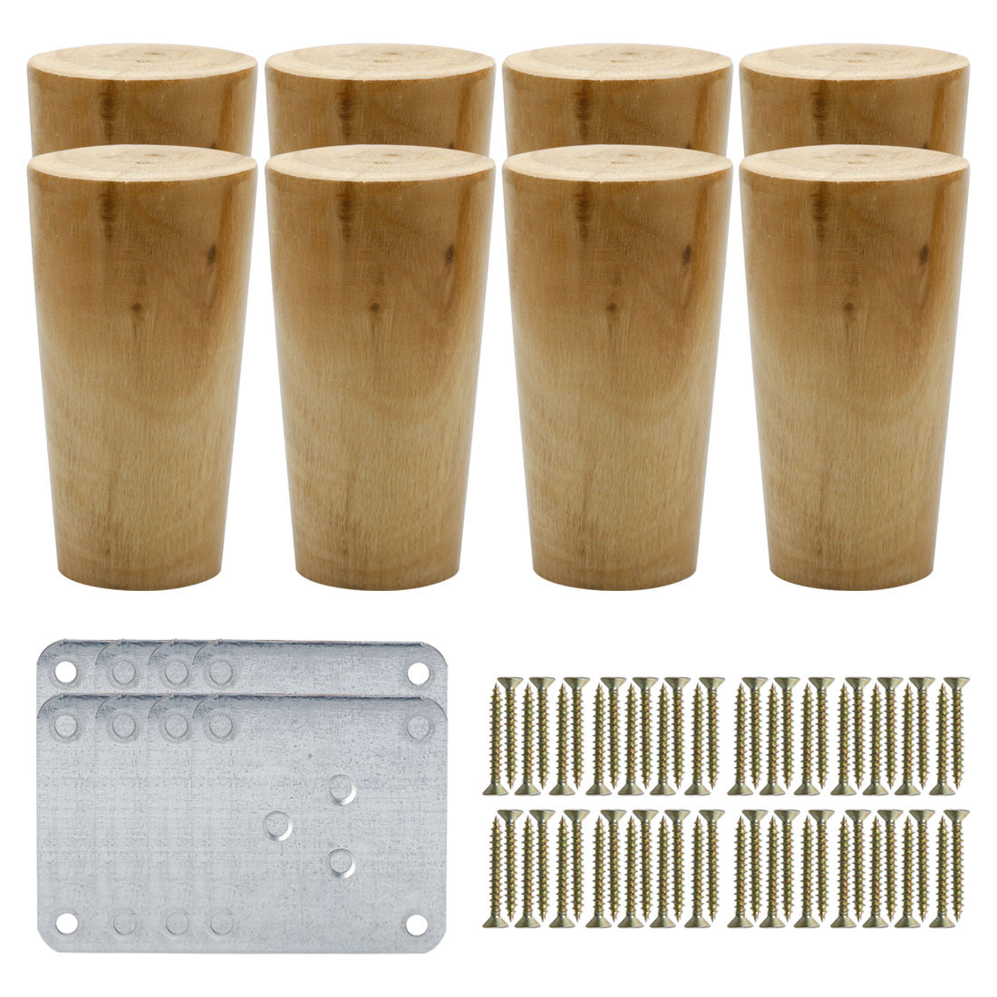 uxcell Uxcell 4" Round Solid Wood Furniture Leg Chair Sofa Cabinet Feet Replacement Set of 8