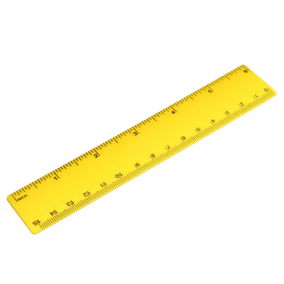 Harfington Uxcell Plastic Ruler 15cm 6 inches Straight Ruler Yellow Measuring Tool