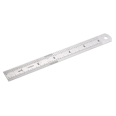 Harfington Uxcell Stainless Steel Ruler 6-inch (15cm) Straight Ruler Inches and Metric Scale