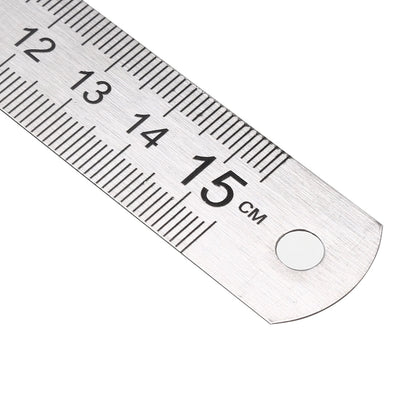 Harfington Uxcell Steel Straight Ruler 6-inch (15cm) Inches and Metric Scale 3pcs