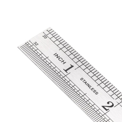 Harfington Uxcell Stainless Steel Ruler 6-inch (15cm) Straight Ruler Inches and Metric Scale 6pcs