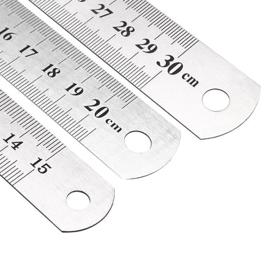 Harfington Uxcell Stainless Steel Rulers set (6,8,12 inch) Straight Ruler Inches and Metric Scale
