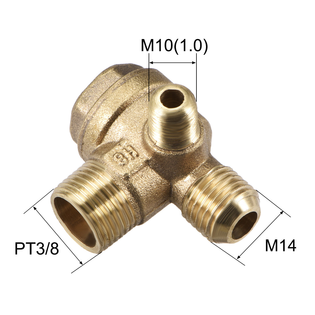 uxcell Uxcell Air Compressor Check Valve 90 Degree Male Threaded Brass M10xM14xPT3/8