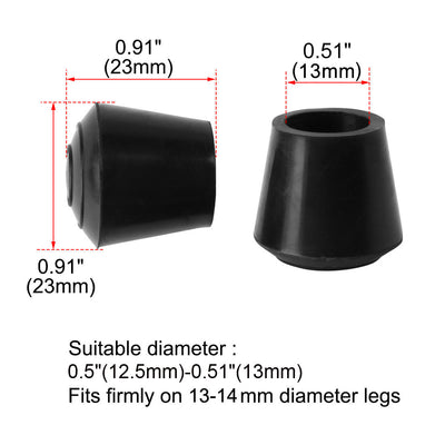 Harfington Uxcell Rubber Leg Cap Tip Cup Feet Cover 13mm Inner Dia 20pcs for Furniture Table