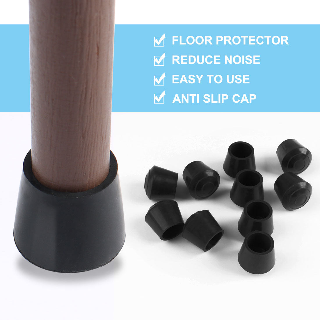 uxcell Uxcell Rubber Leg Cap Tip Cup Feet Cover 25mm 1" Inner Dia 24pcs for Furniture Table