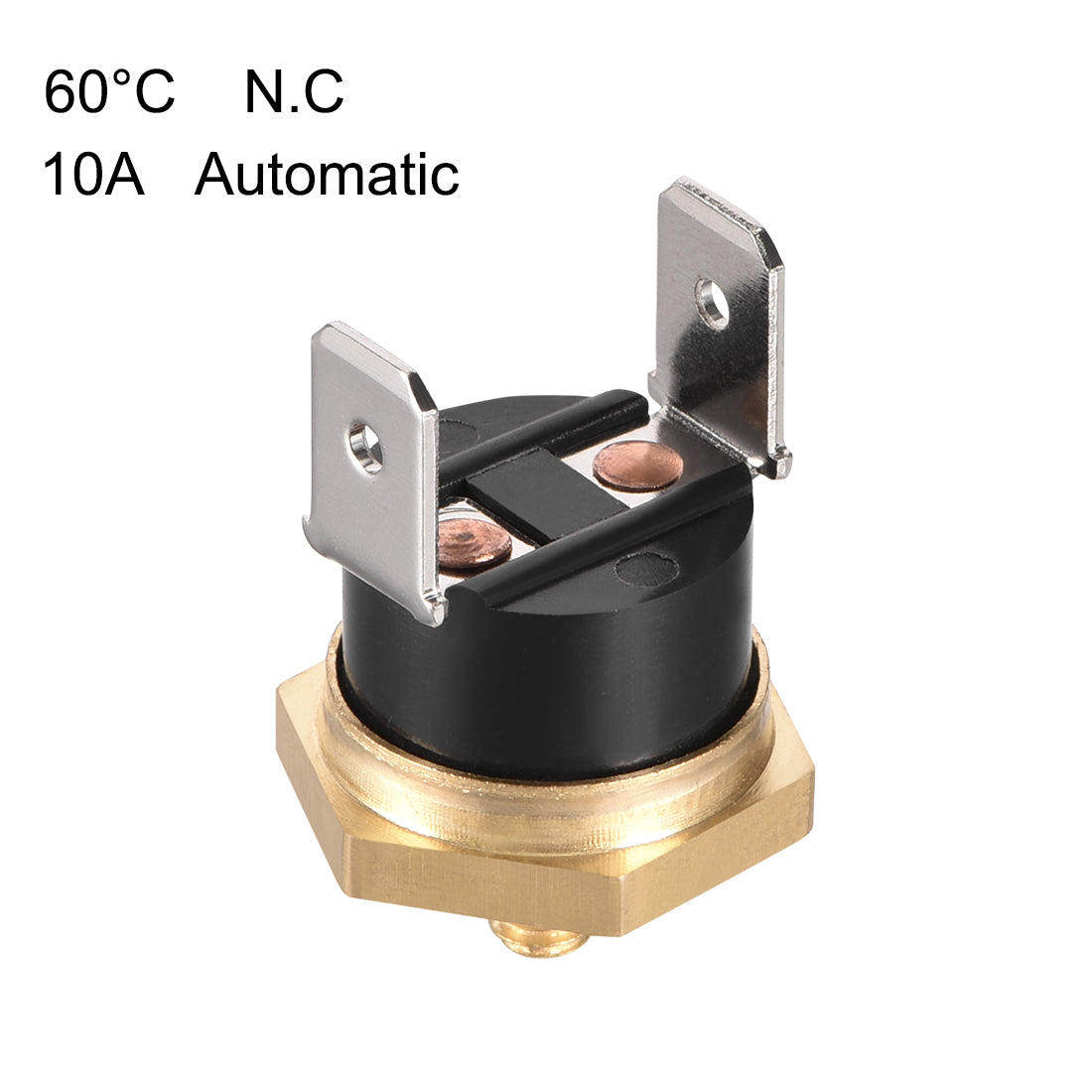 uxcell Uxcell KSD301 Thermostat, Temperature Control Switch 60°C Copper M4 Normally Closed N.C 10A