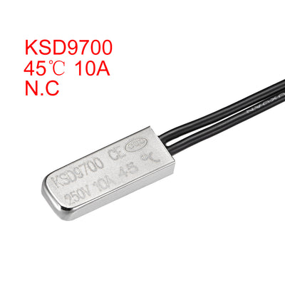 Harfington Uxcell KSD9700 Thermostat, 45℃ N.C 10A Metal Bimetal Temperature Control Switch 2pcs