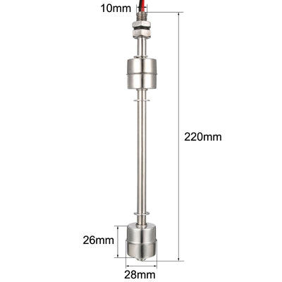 Harfington Uxcell Stainless Steel Dual Ball Float Switch 220mm/8.66inch Tank Vertical Water Level Sensor