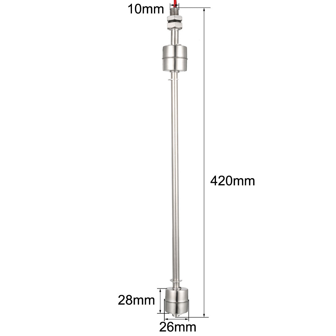 uxcell Uxcell Stainless Steel Dual Ball Float Switch 420mm/16.54inch Tank Vertical Water Level Sensor