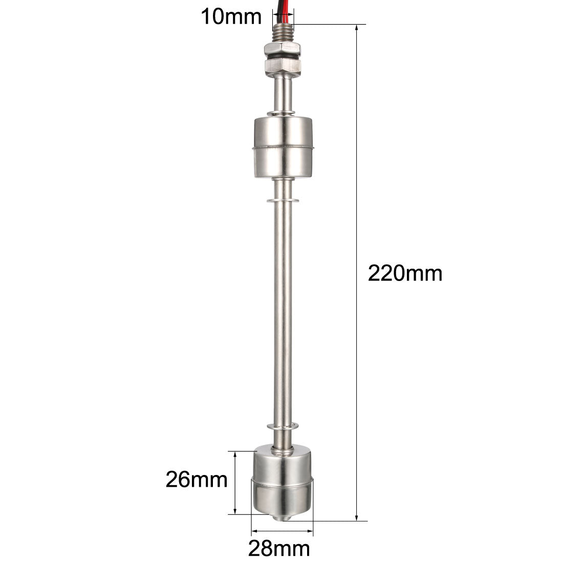 uxcell Uxcell 2PCS Stainless Steel Dual Ball Float Switch 220mm/8.66inch Tank Vertical Water Level Sensor