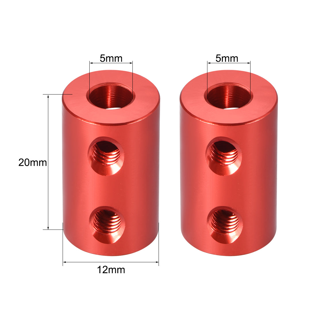 uxcell Uxcell Shaft Coupling 5mm to 5mm Bore L20xD12 Robot Motor Wheel Rigid  Connector Red