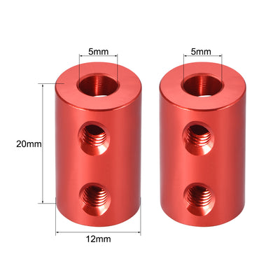 Harfington Uxcell Shaft Coupling 5mm to 5mm Bore L20xD12 Robot Motor Wheel Rigid  Connector Red