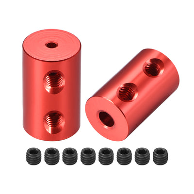 Harfington Uxcell Shaft Coupling 2mm to 4mm Bore L20xD12 Robot Motor Wheel Rigid Coupler Connector Red 2 Pcs