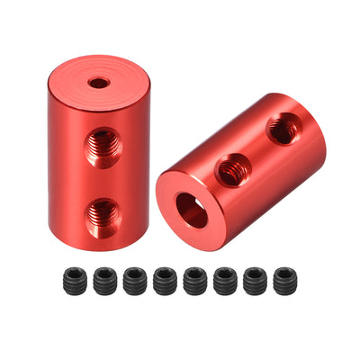 Harfington Uxcell Shaft Coupling 2mm to 5mm Bore L20xD12 Robot Motor Wheel Rigid Coupler Connector Red 2 Pcs