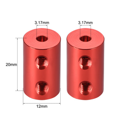 Harfington Uxcell Shaft Coupling 3.17mm to 3.17mm Bore L20xD12 Robot Motor Wheel Rigid Coupler Connector Red 2 Pcs