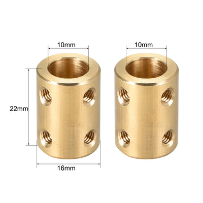 Harfington Uxcell Shaft Coupling 10mm to 10mm Bore L22xD16 Robot Motor Wheel Rigid Coupler Connector Gold Tone