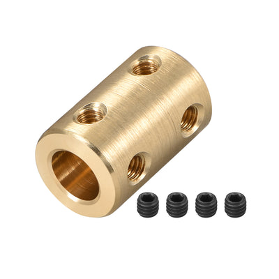 Harfington Uxcell Shaft Coupling 8mm to 8mm Bore L22xD14 Robot Motor Wheel Rigid Coupler Connector Gold Tone