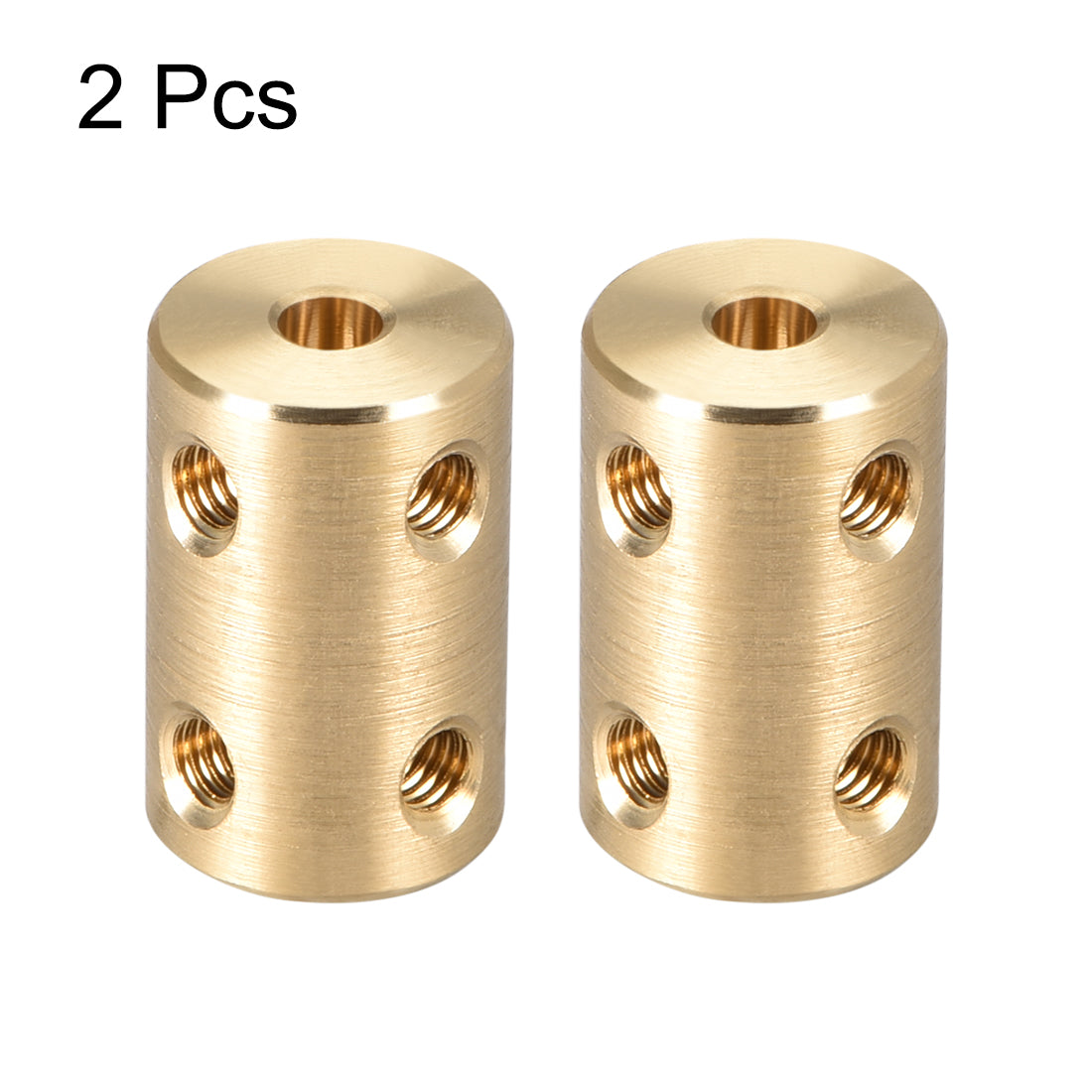uxcell Uxcell Shaft Coupling 4mm to 4mm Bore L22xD14 Robot Motor Wheel Rigid Coupler Connector Gold Tone 2 Pcs