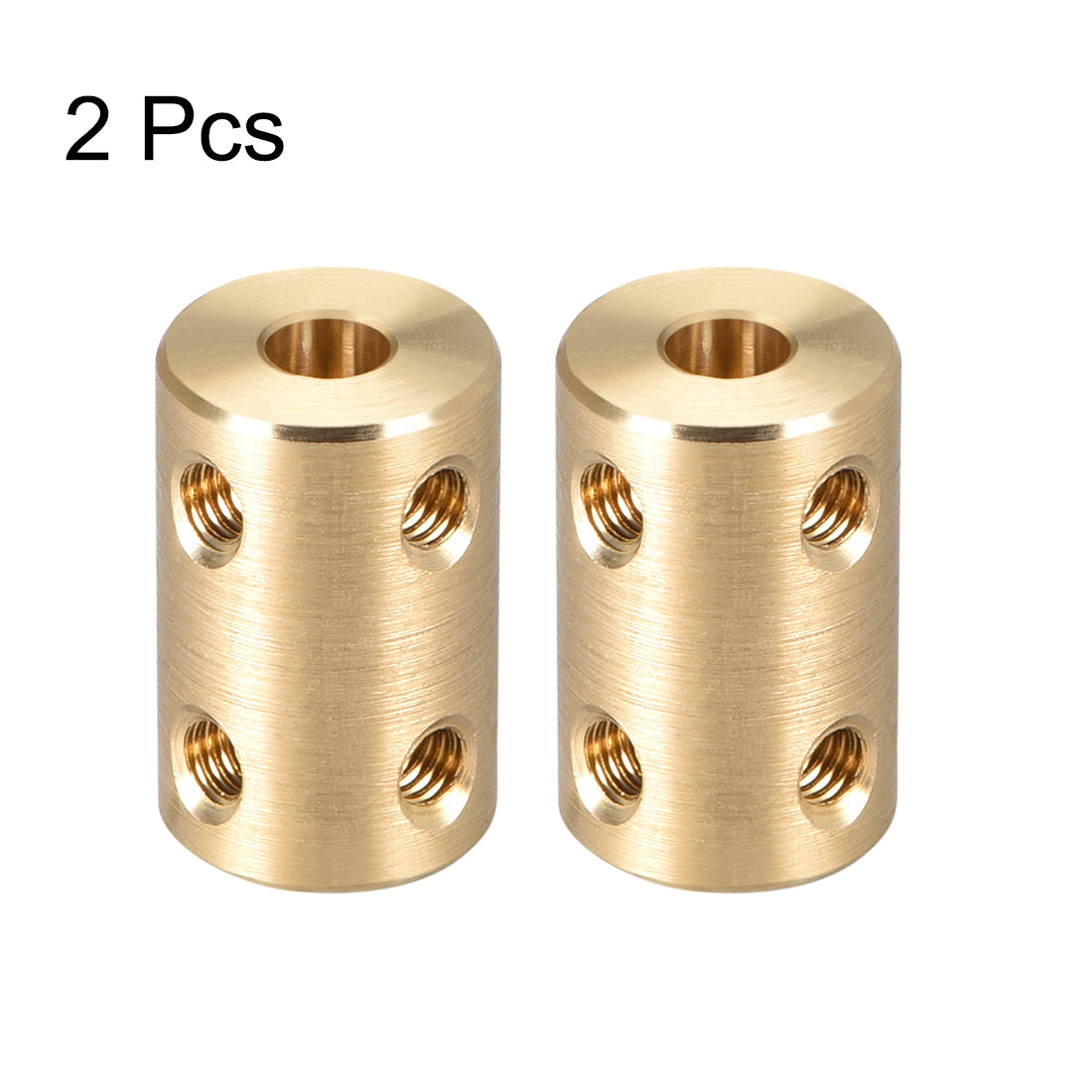 uxcell Uxcell Shaft Coupling 5mm to 5mm Bore L22xD14 Robot Motor Wheel Rigid Coupler Connector Gold Tone 2 Pcs