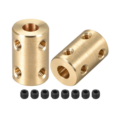 Harfington Uxcell Shaft Coupling 6mm to 6mm Bore L22xD14 Robot Motor Wheel Rigid Coupler Connector Gold Tone 2 Pcs