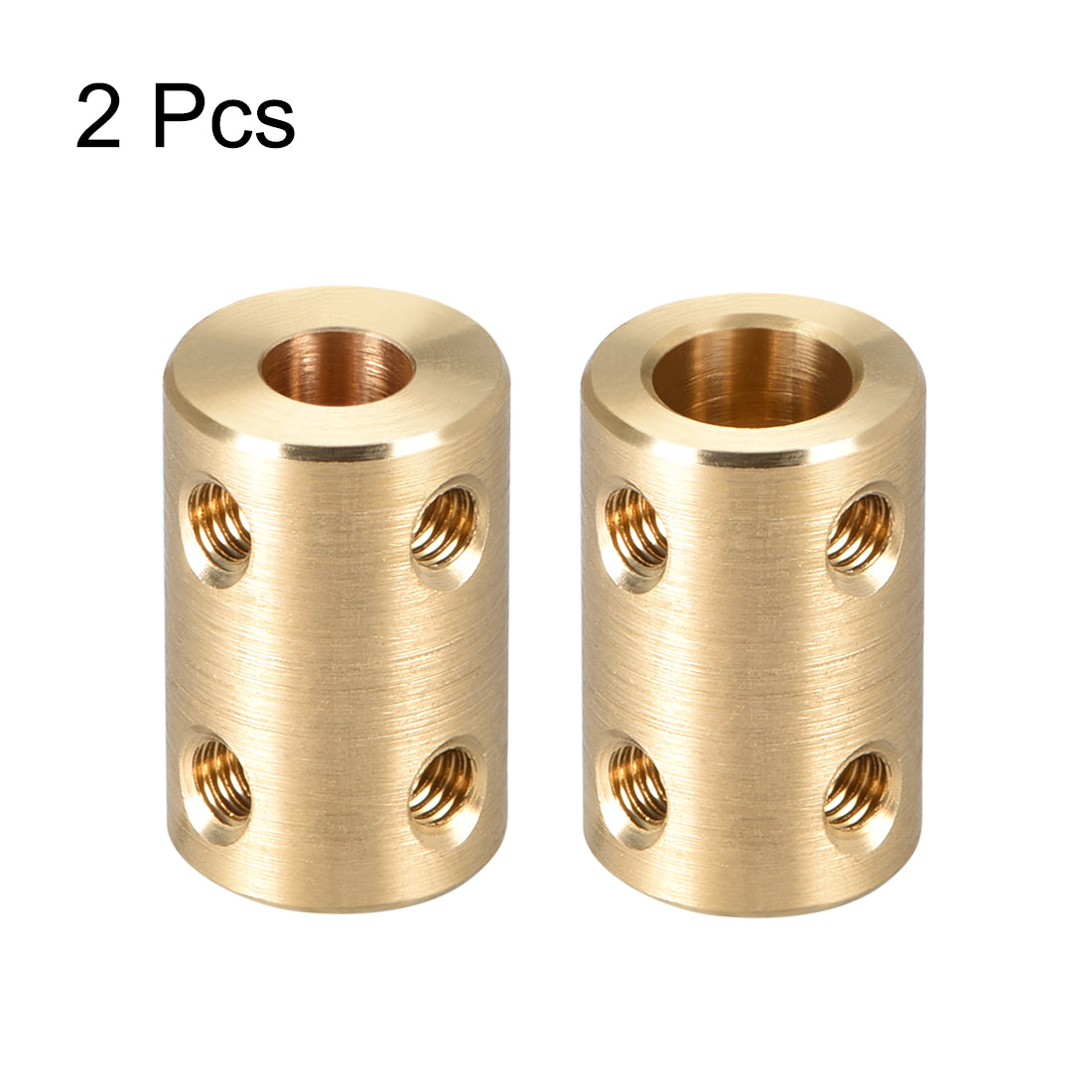 uxcell Uxcell Shaft Coupling 6mm to 8mm Bore L22xD14 Robot Motor Wheel Rigid Coupler Connector Gold Tone 2PCS
